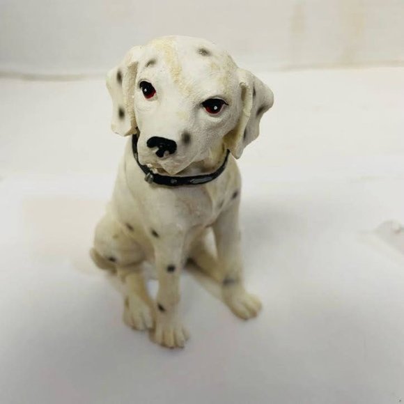 Vintage Decorative Collectible Dalmatian Dog Sitting Figurine Statues White - Picture 1 of 5